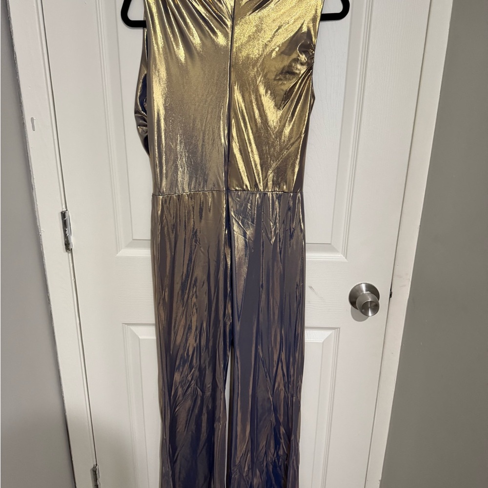 Fashion Nova Shimmering Gold Jumpsuit